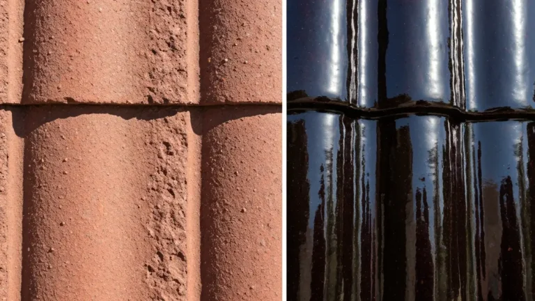 Porównanie dachówki angobowanej i glazurowanej na dachu ceramicznym