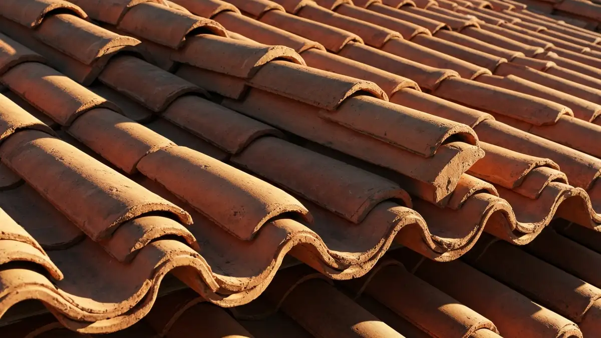 Dachówka mnich-mniszka ceramiczna na dachu starego domu z widocznym profilem wypuklym i wklesłym