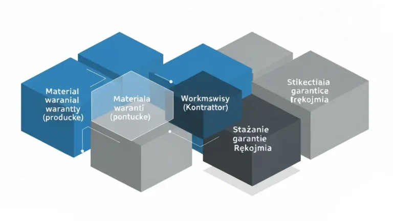 Schemat porównujący gwarancję materiałową, wykonawczą i rękojmię na dach — infografika dla inwestora