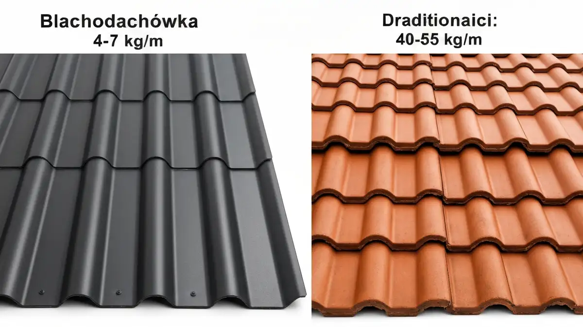 Porównanie masy blachodachówki i dachówki ceramicznej na metr kwadratowy