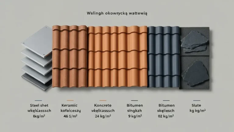 Tabela porównawcza wag pokryć dachowych na m² — blacha, dachówka ceramiczna, papa